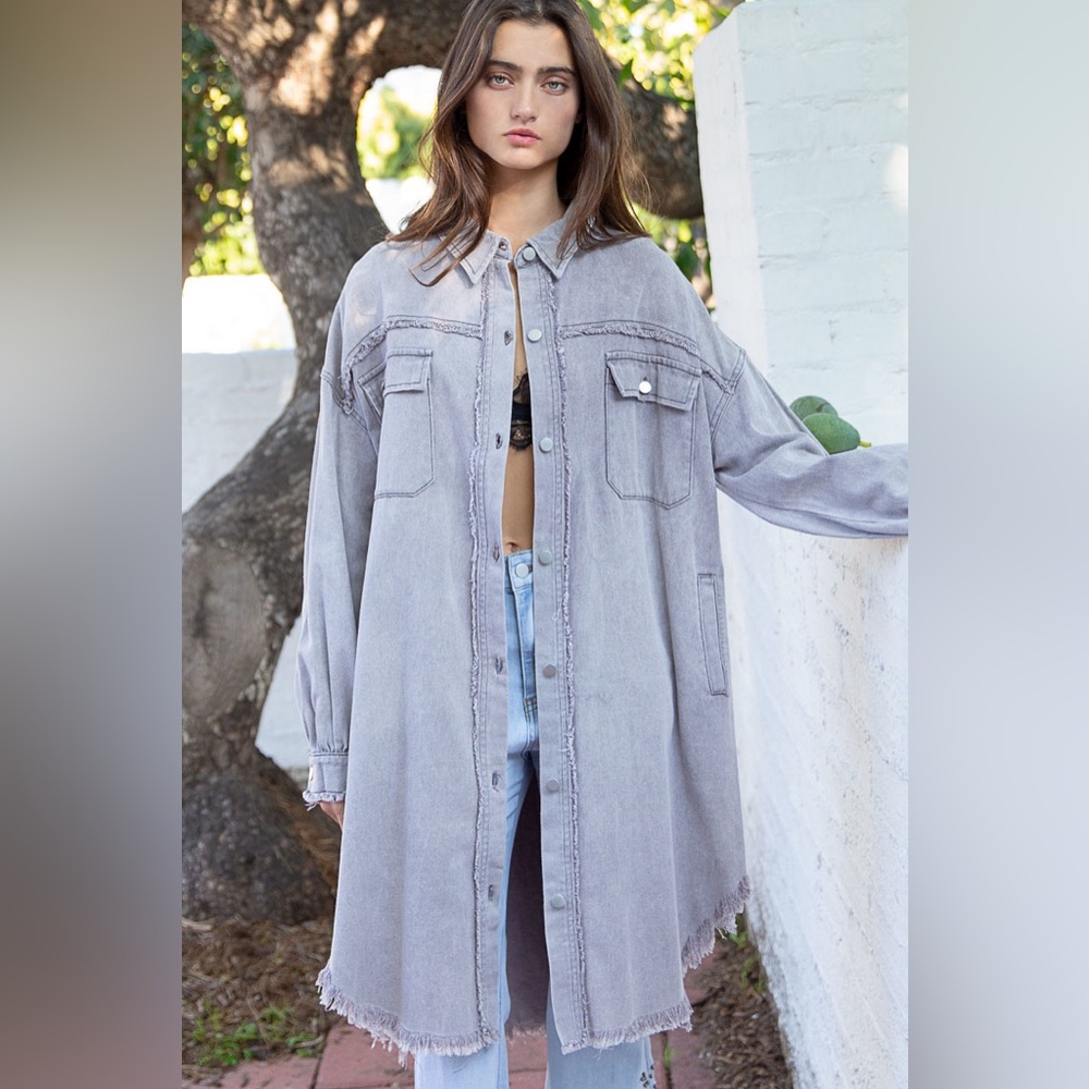 POL  longline button up Shacket